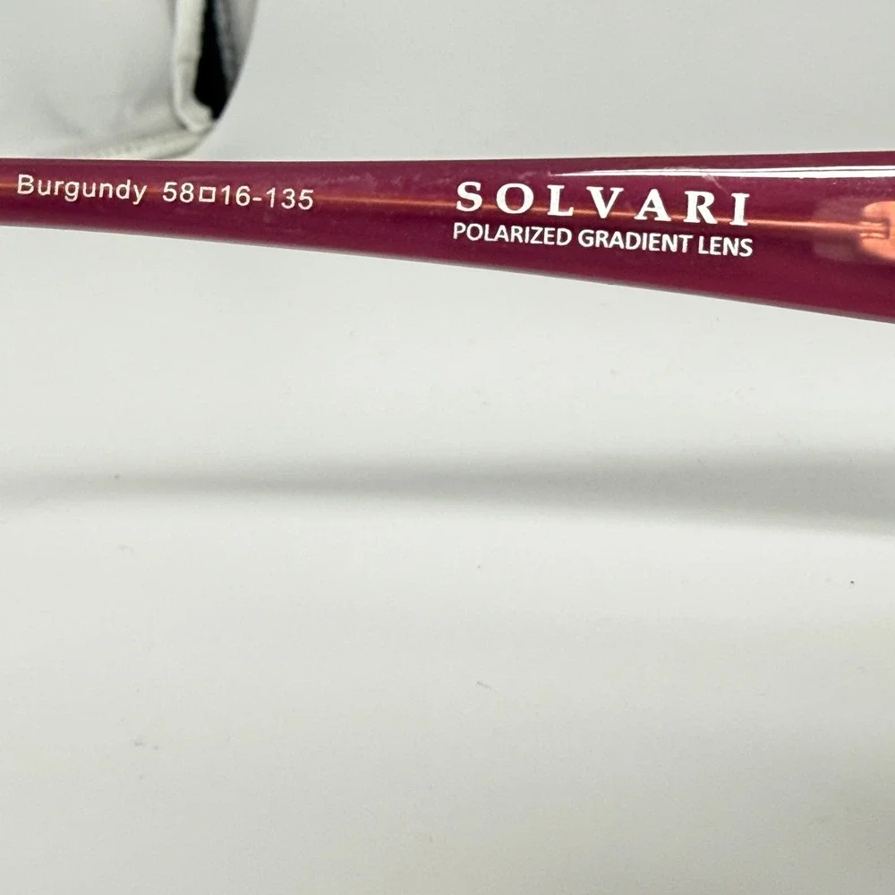 Solvari Vienna Burgundy Polarized‎ Gradient Sunglasses 58-16-135 Detail 22246